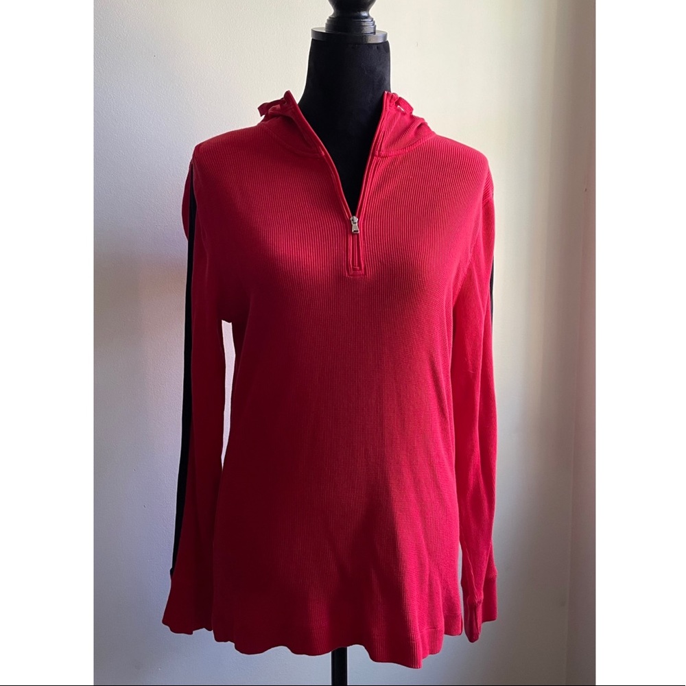 Ralph Lauren Active Red Waffle Knit Hoodie Size L